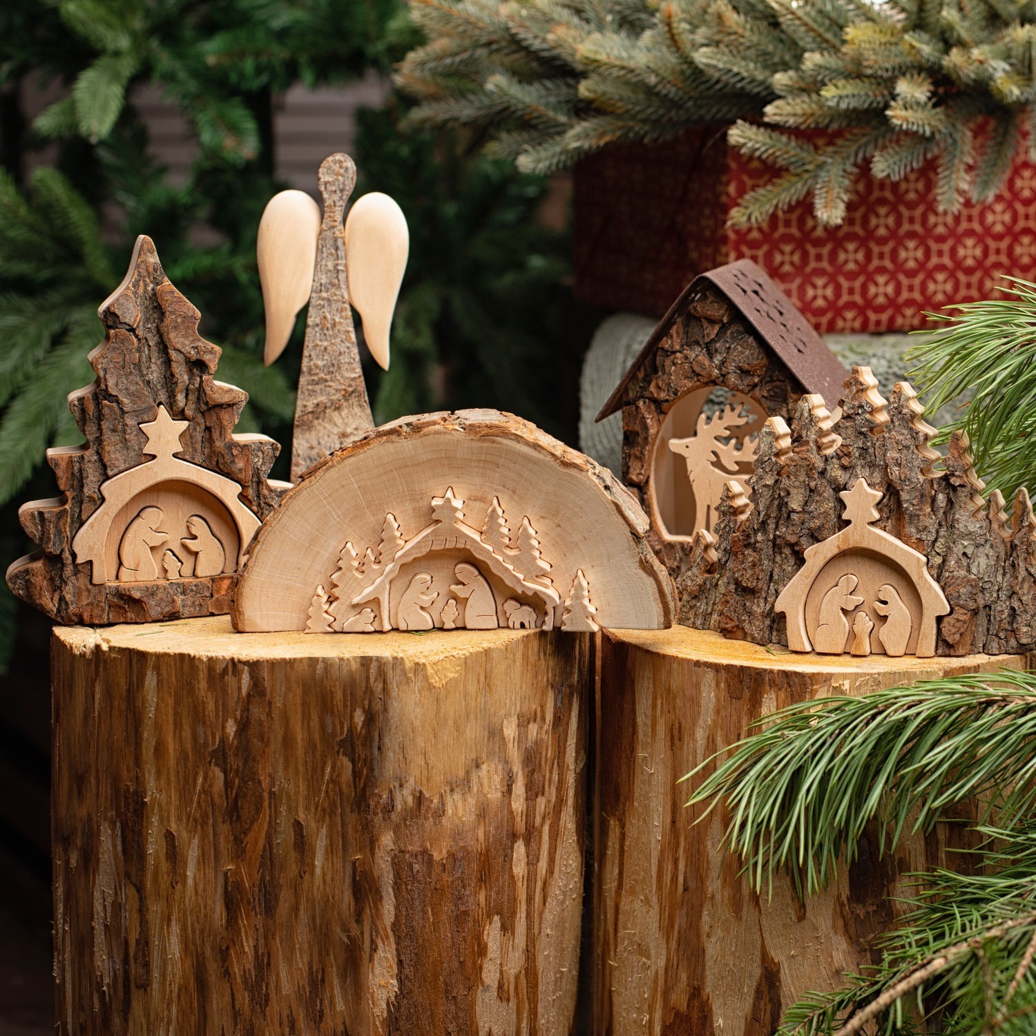 Olive wood nativity scenes