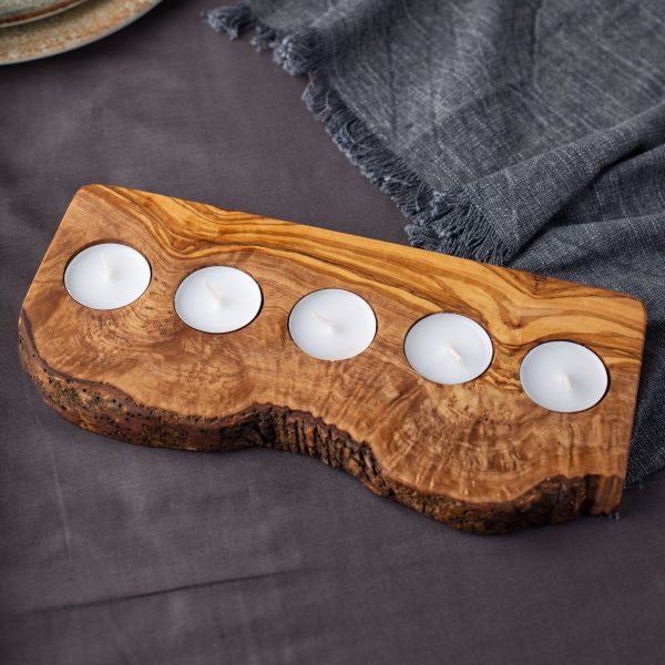 Live Edge Olive Wood Candle Holder