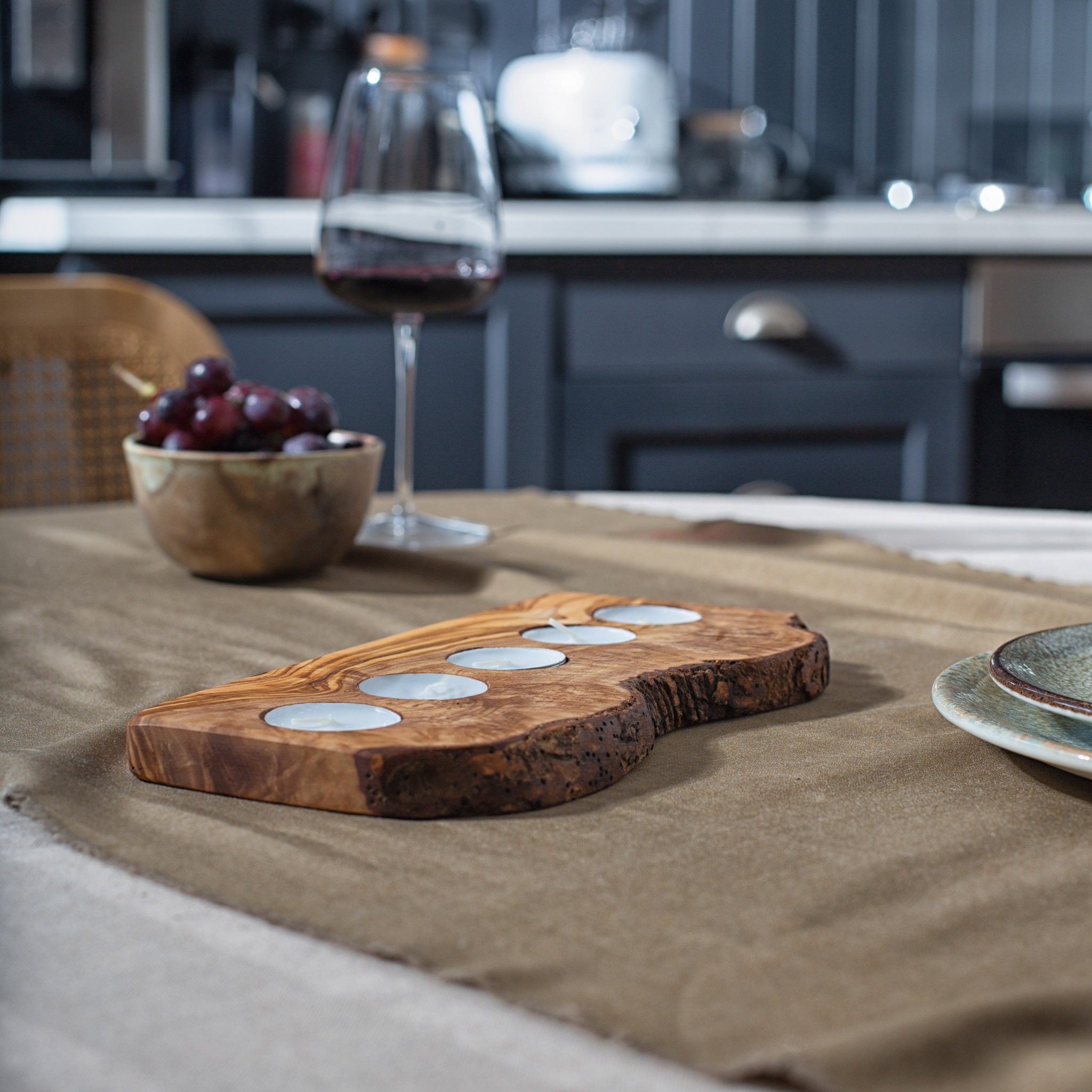 Live Edge Olive Wood Candle Holder