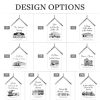 A set of house design options hanging on a wall.