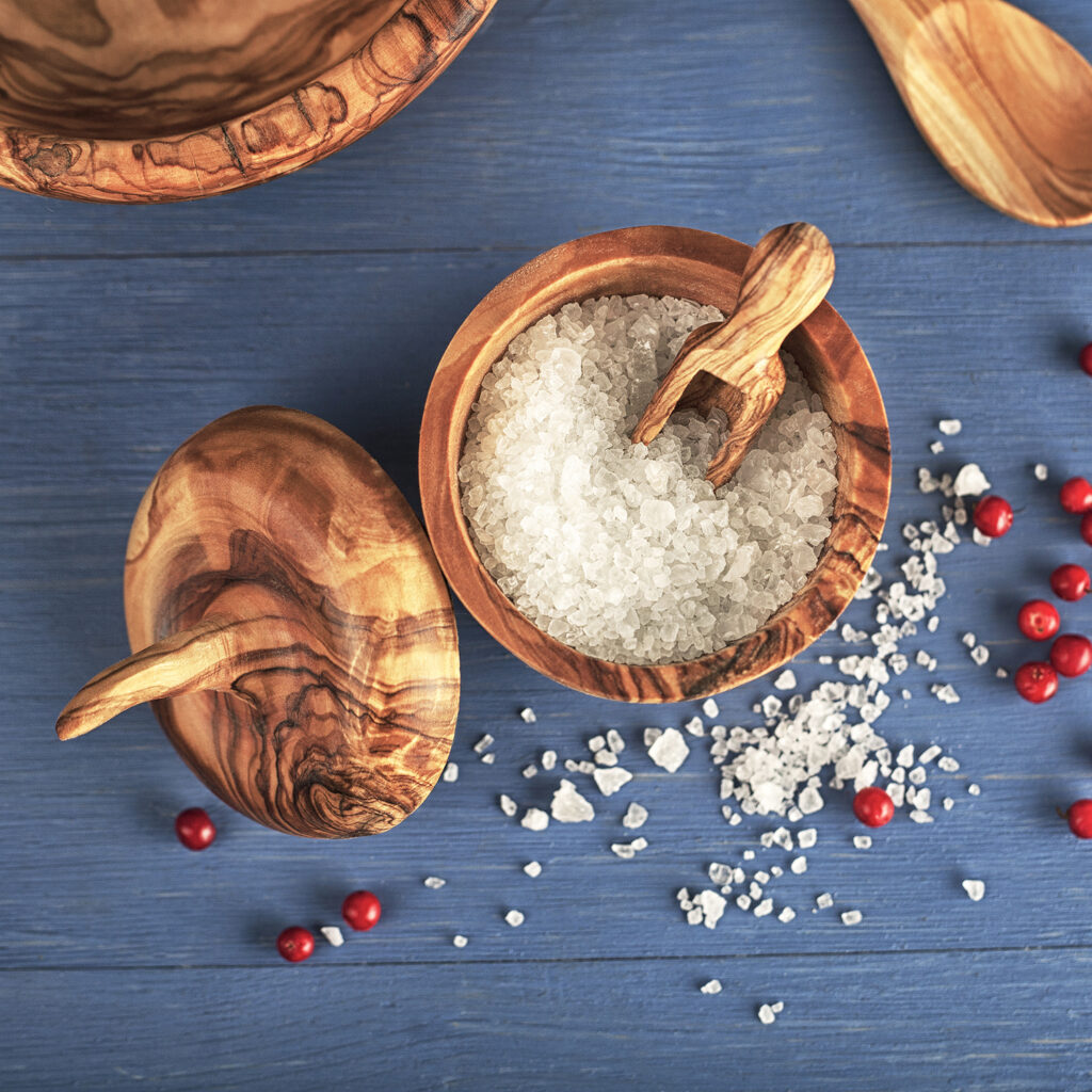 Wood Bowl for Spices and Bath Salt Scoop