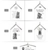 A black and white photo of a dog house with different design options.