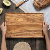 Olive Wood Cutting Board with Juice Grooves and Handles (17x11)