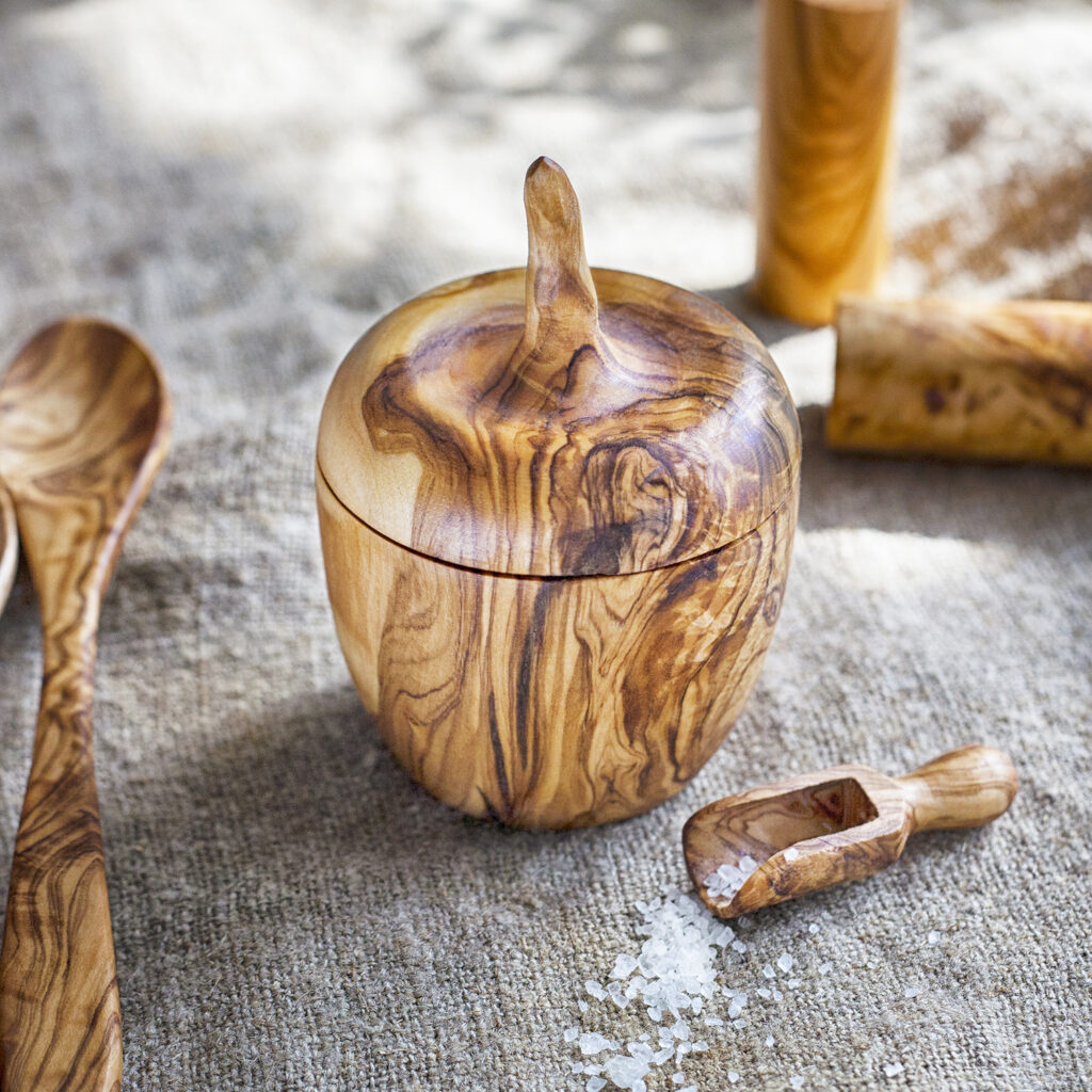 Wooden Bowl for Spices and Bath Salt Scoop