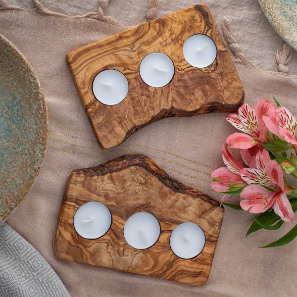 Live Edge Olive Wood Candle Holder