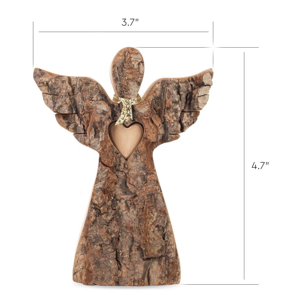 Natural Wood Angel Love Heart