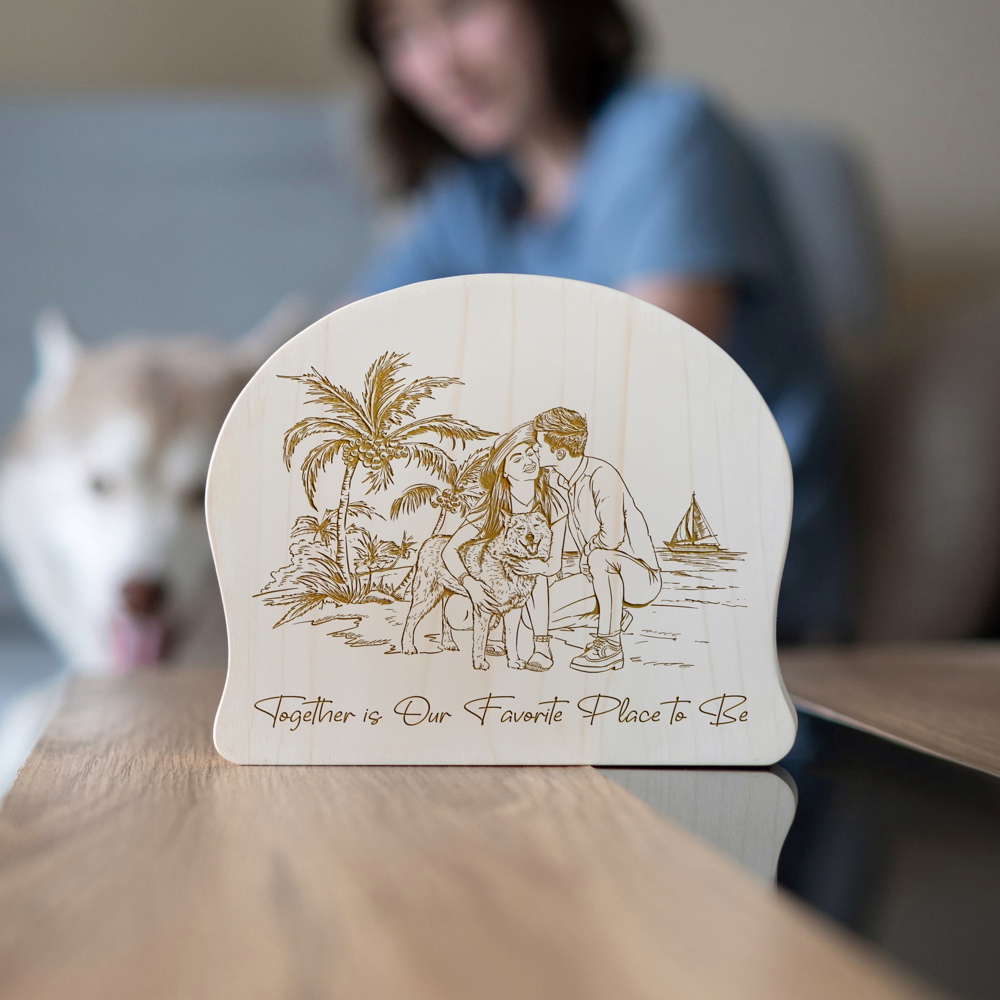 Custom Engraved Pet Portrait Maple Plaque
