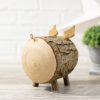 Personalized Wooden Piggy Bank with Bark