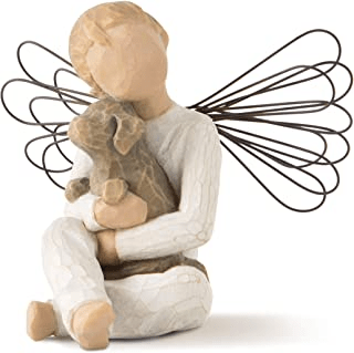 Angel Figurine holding dog puppy