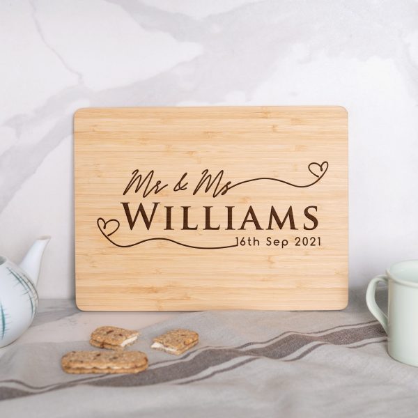 Engraved Cutting Board for Couple with Hearts