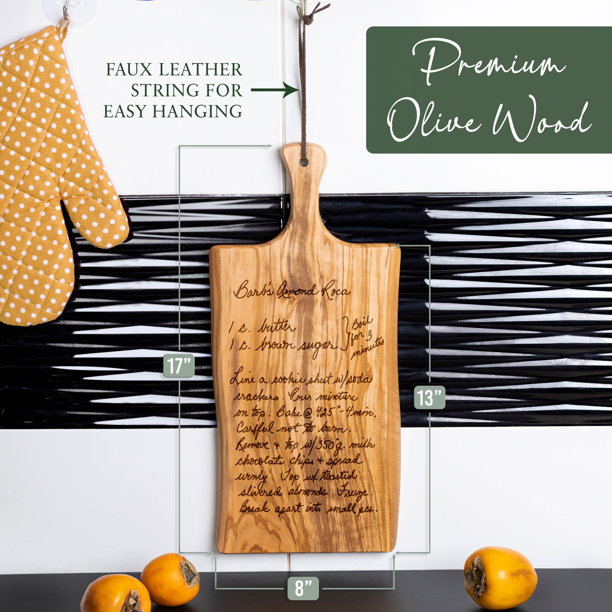 Personalized Olive Wood Paddle Board with Recipe Engraving