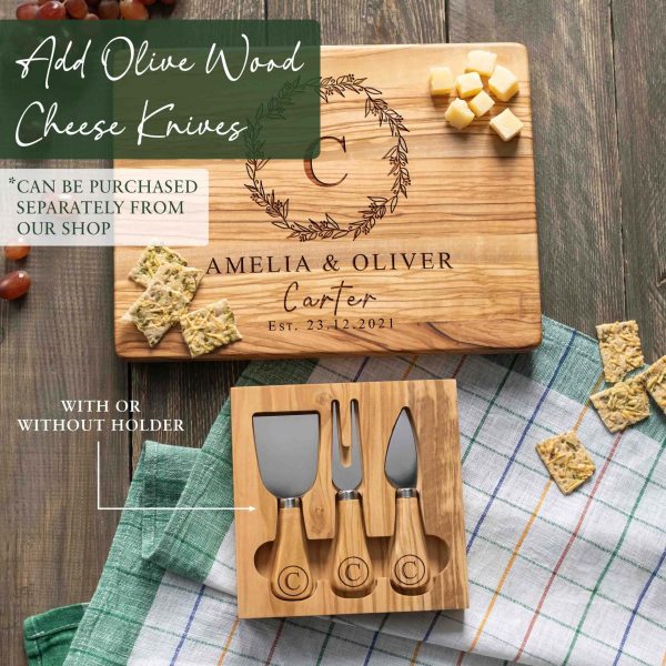 Personalized Olive Wood Cutting Board – Wedding & Anniversary Gift