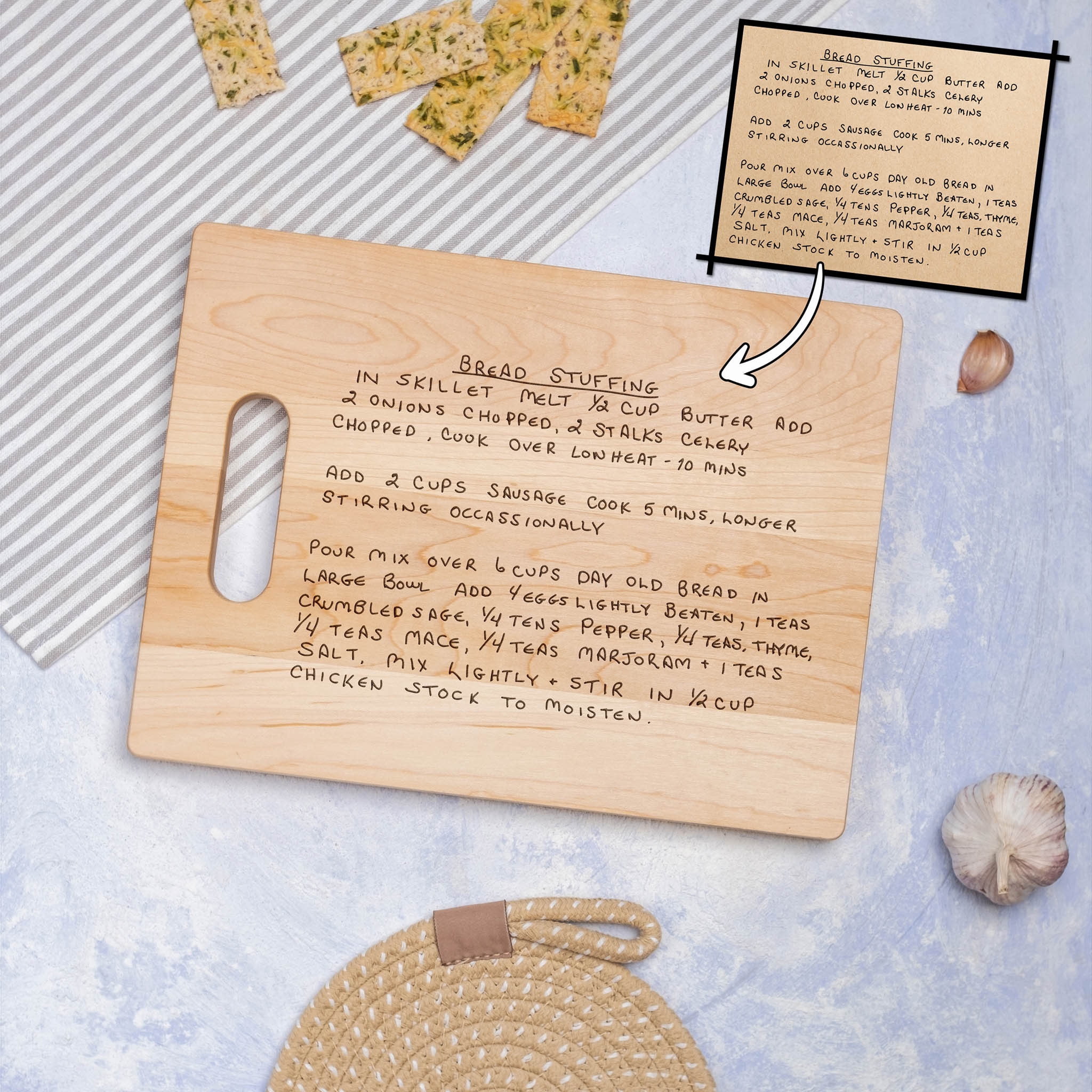Handwritten Recipe Engraved Cutting Board