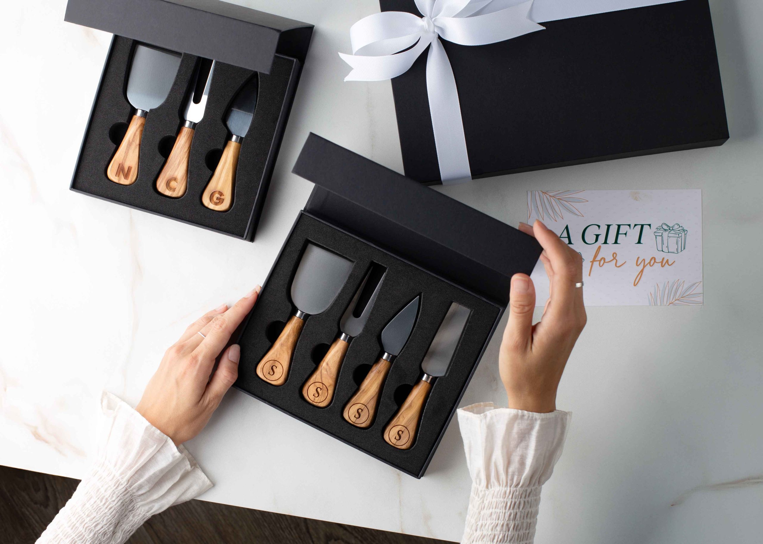 Stainless Steel Cheese Knife Set in Black Gift Box – Corporate, Client & Employee Gift