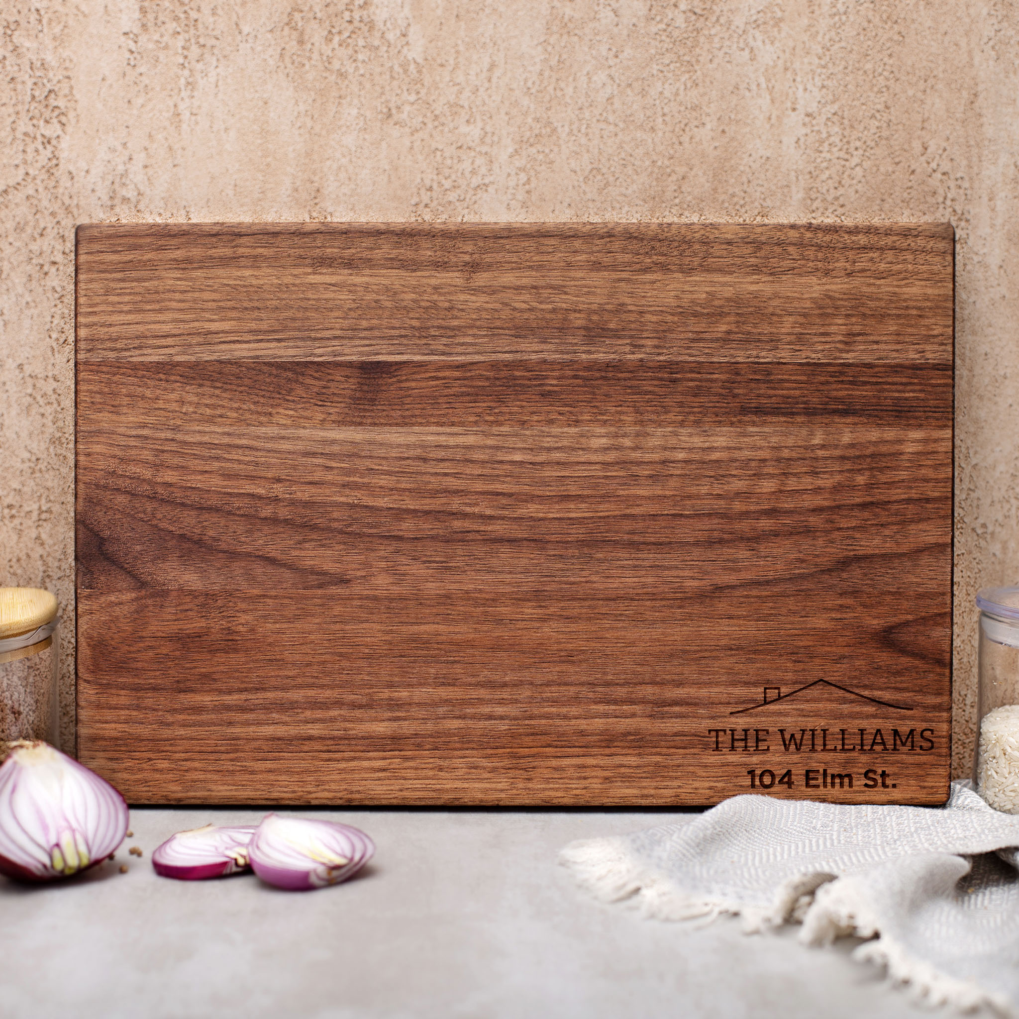 Personalized walnut cutting board.