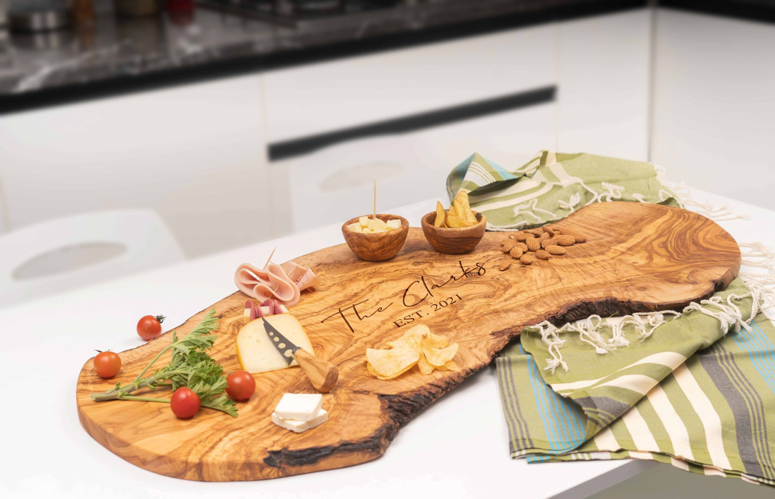 X-Large Olive Wood Charcuterie Board Personalized