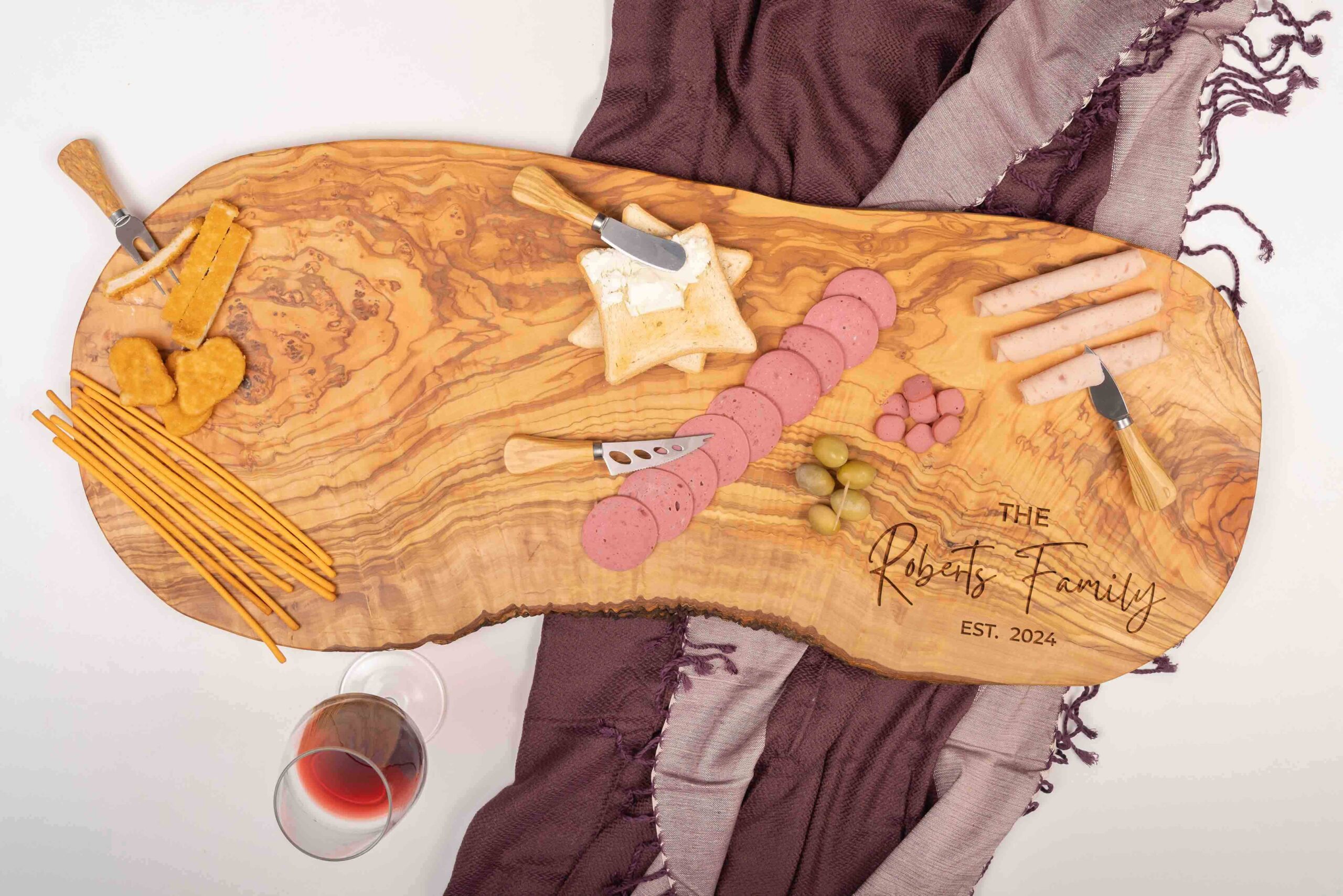X-Large Olive Wood Charcuterie Board Personalized