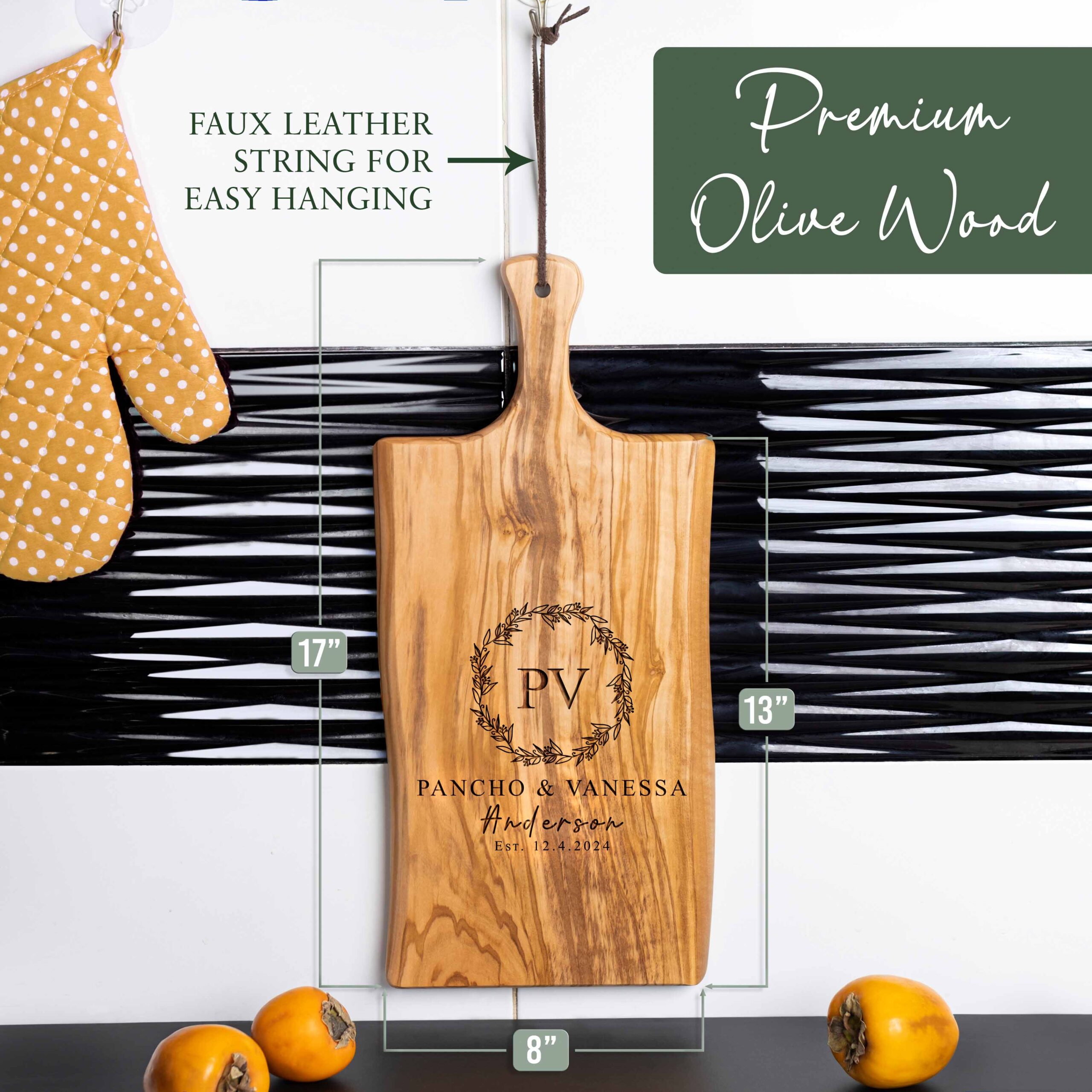 Personalized Olive Wood Cutting Board with Handle
