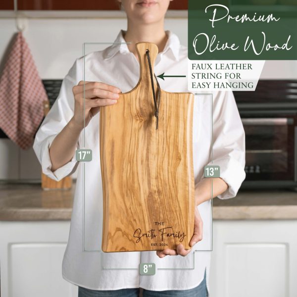Personalized Olive Wood Cutting Board with Handle