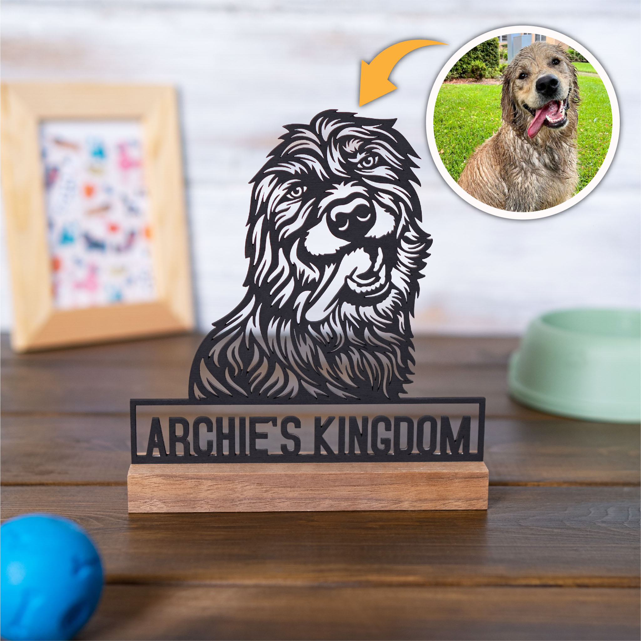 Custom Cut-Out Pet Memorial Plaque with Wooden Holder