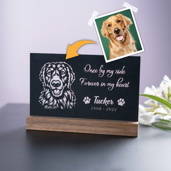 Custom Cut-Out Pet Memorial Plaque with Wooden Holder