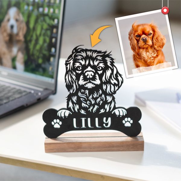 Custom Cut-Out Pet Memorial Plaque with Wooden Holder