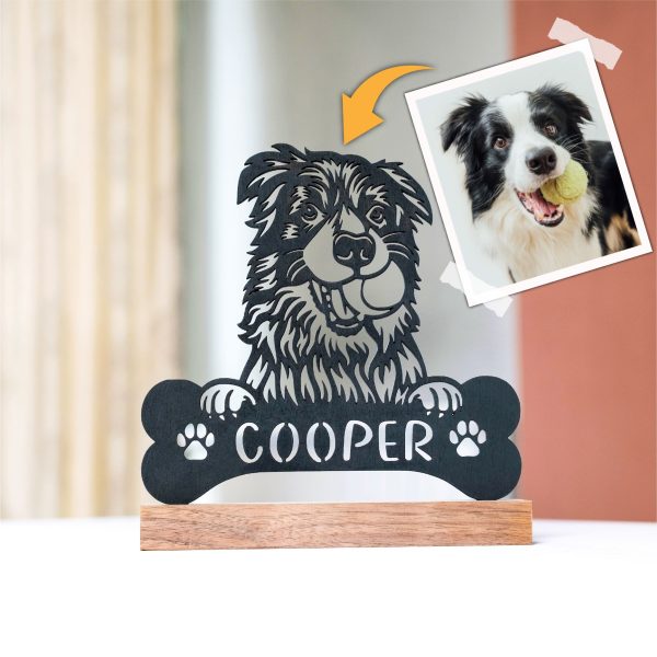 Custom Cut-Out Pet Memorial Plaque with Wooden Holder