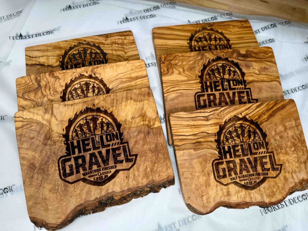 Custom Olive wood cutting boards with logo