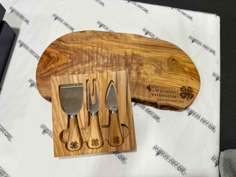 Olive wood Cutting board and cheese knives
