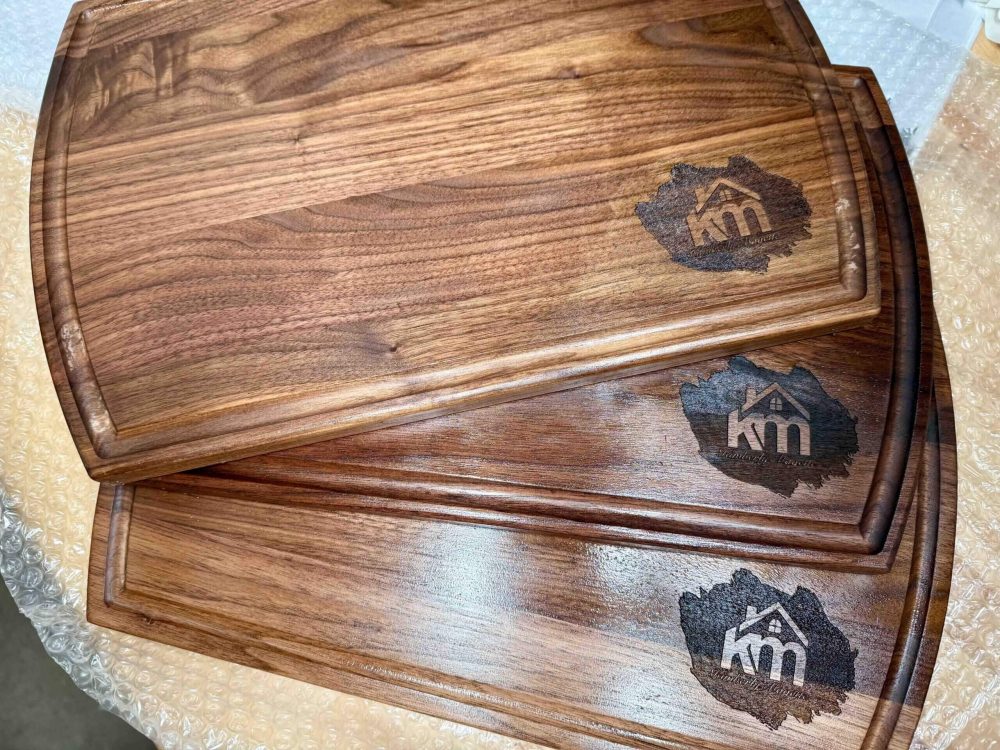 Olive wood cherry cutting boards with logo