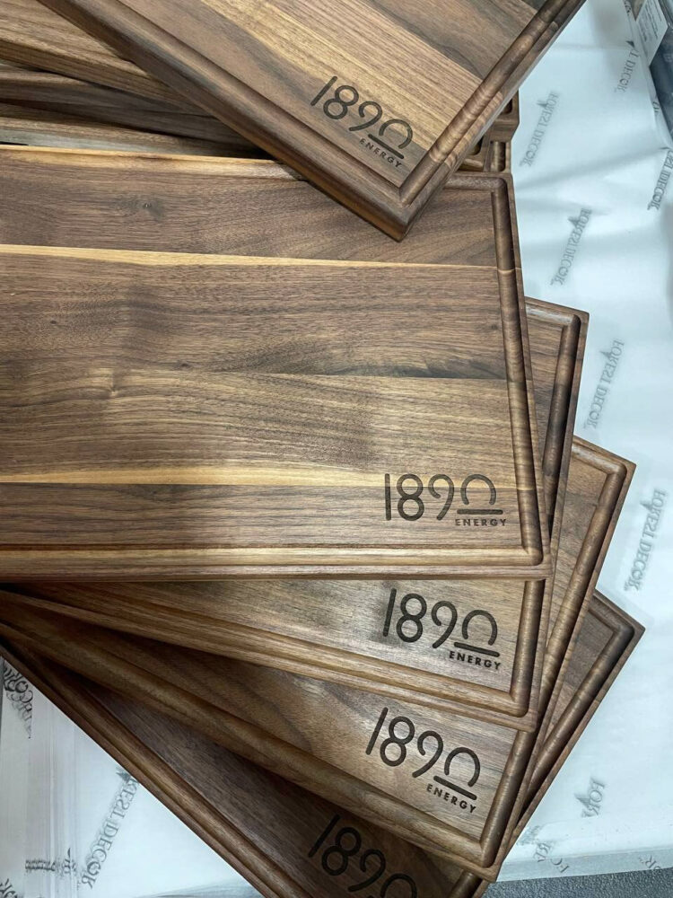 Olive wood cherry cutting boards with logo