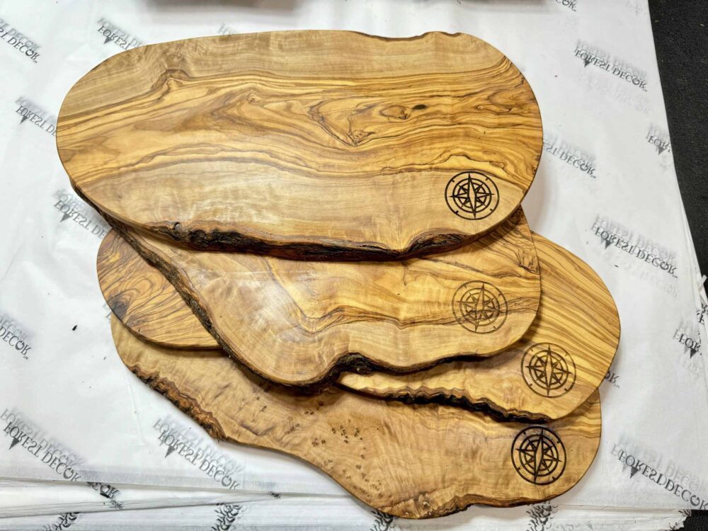 Olive wood cutting boards with logo