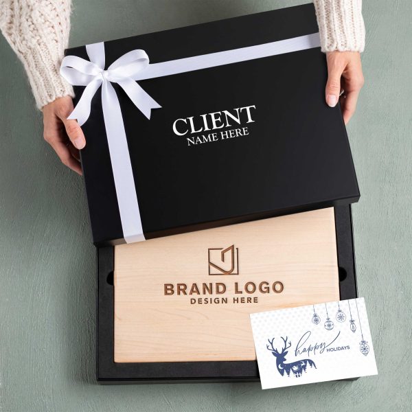Live Edge Olive Wood Charcuterie Board with Logo – Optional Premium Gift Box