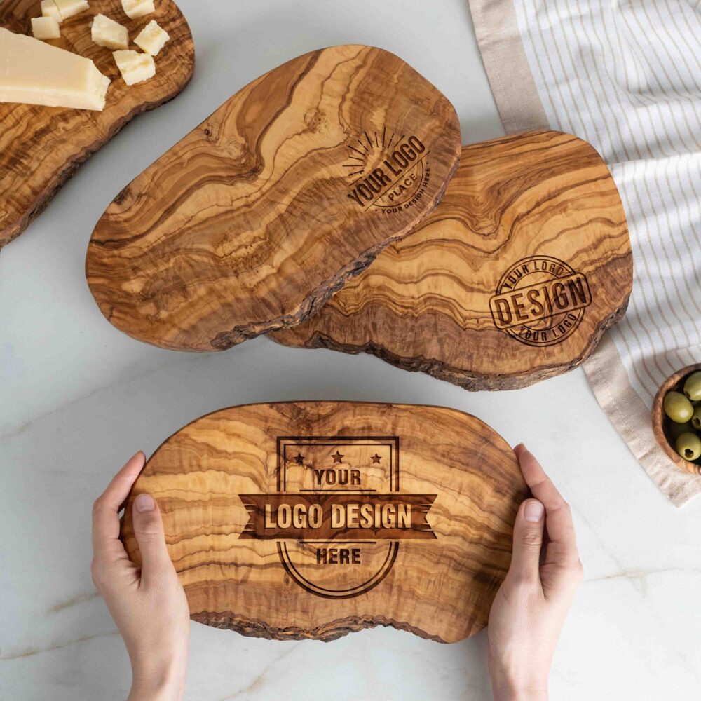 Olive Wood Charcuterie Board with Logo Oval