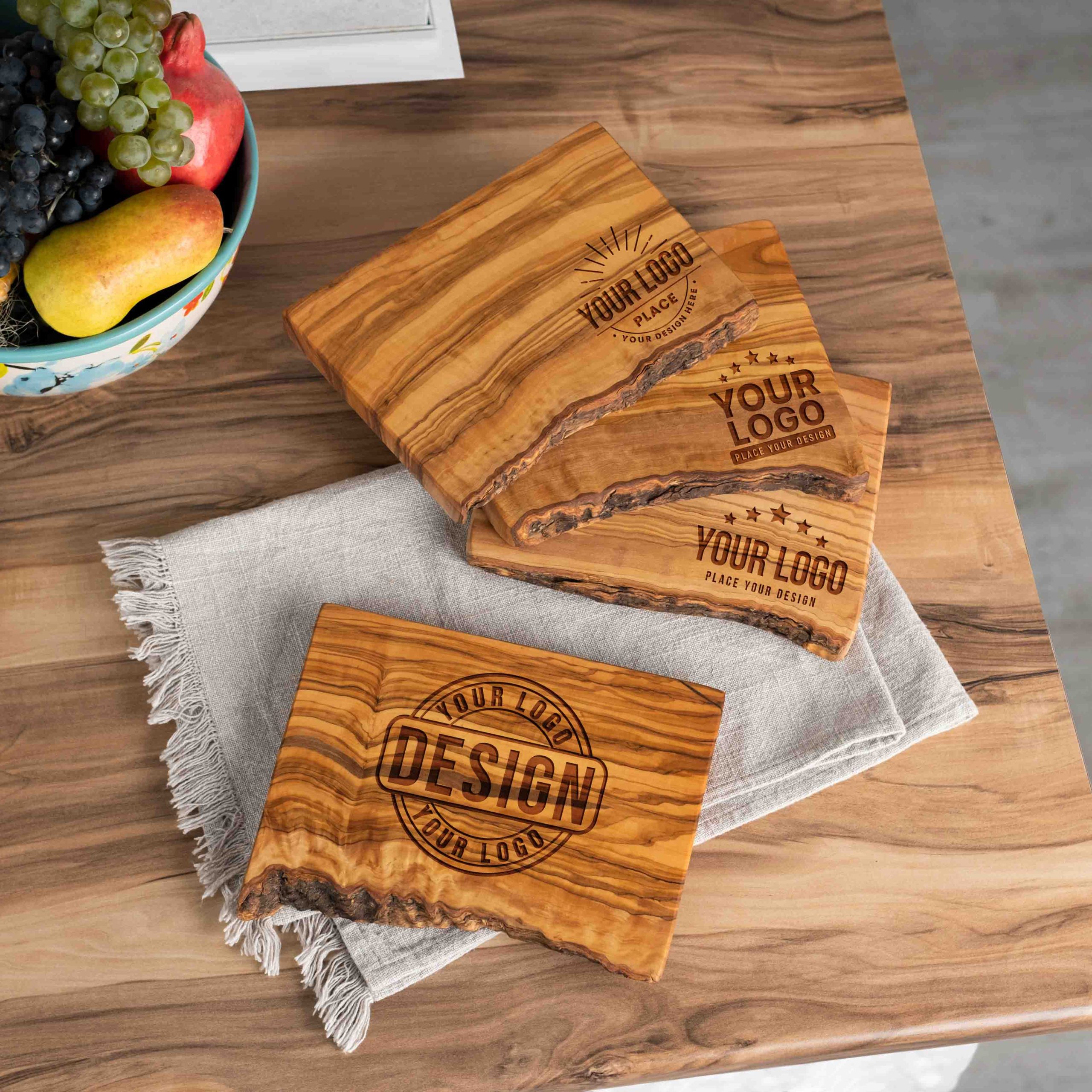 Olive Wood Charcuterie Board with Logo Oval