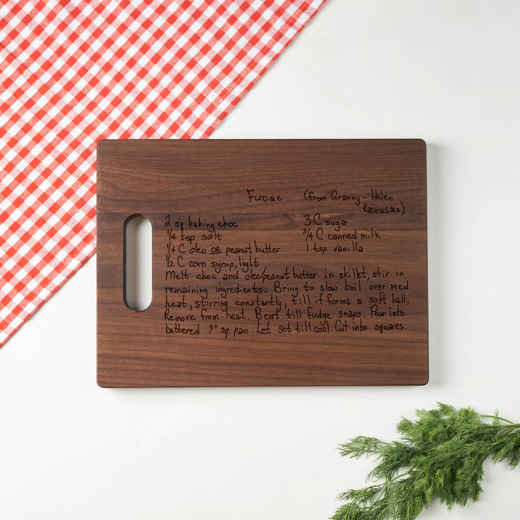 Handwritten Recipe Engraved Cutting Board
