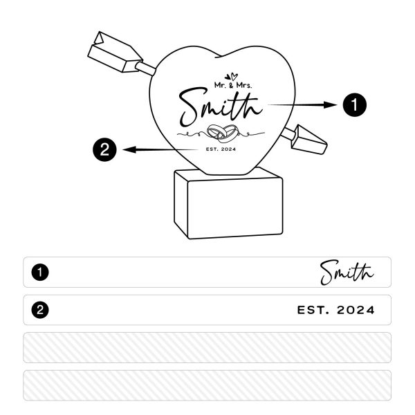 Alternative view of Personalized Mr. & Mrs. Wooden Heart