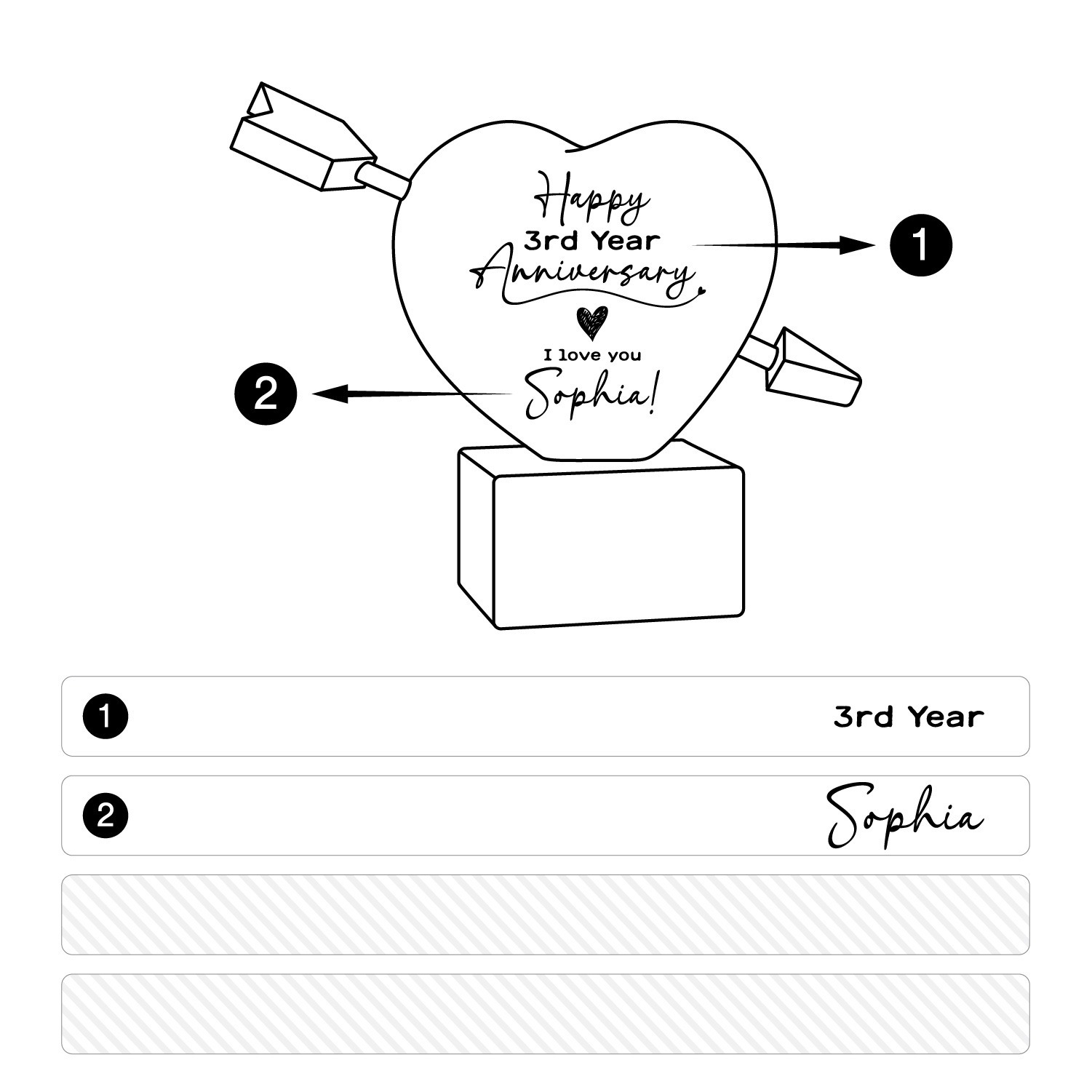 Personalized Wooden Heart on Stand - Anniversary Gift with Engraving - Image 2