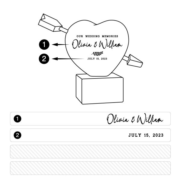 Alternative view of Custom Engraved Wooden Heart – "Our Wedding Memories"