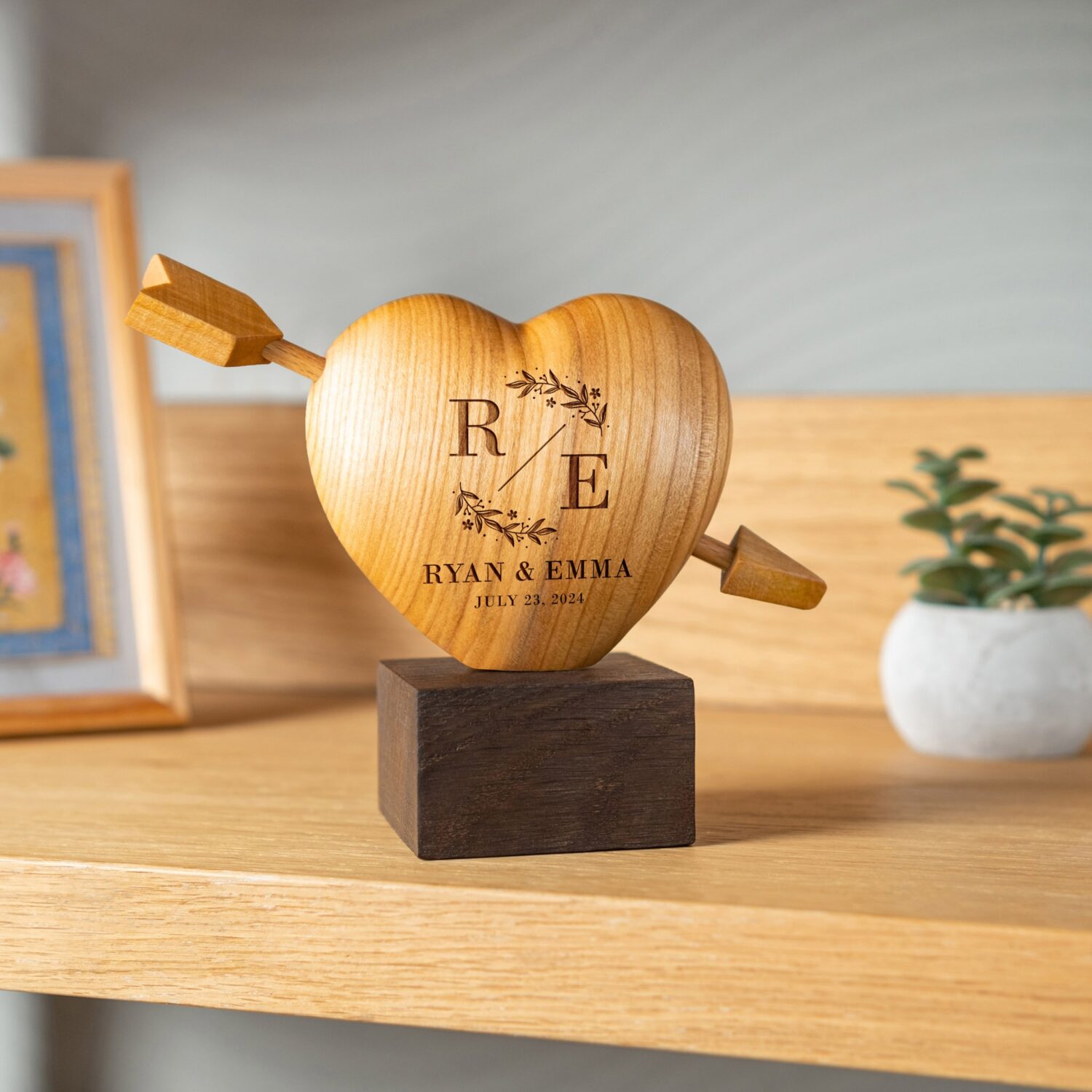 Personalized Wooden Heart - Wedding & Anniversary Gift