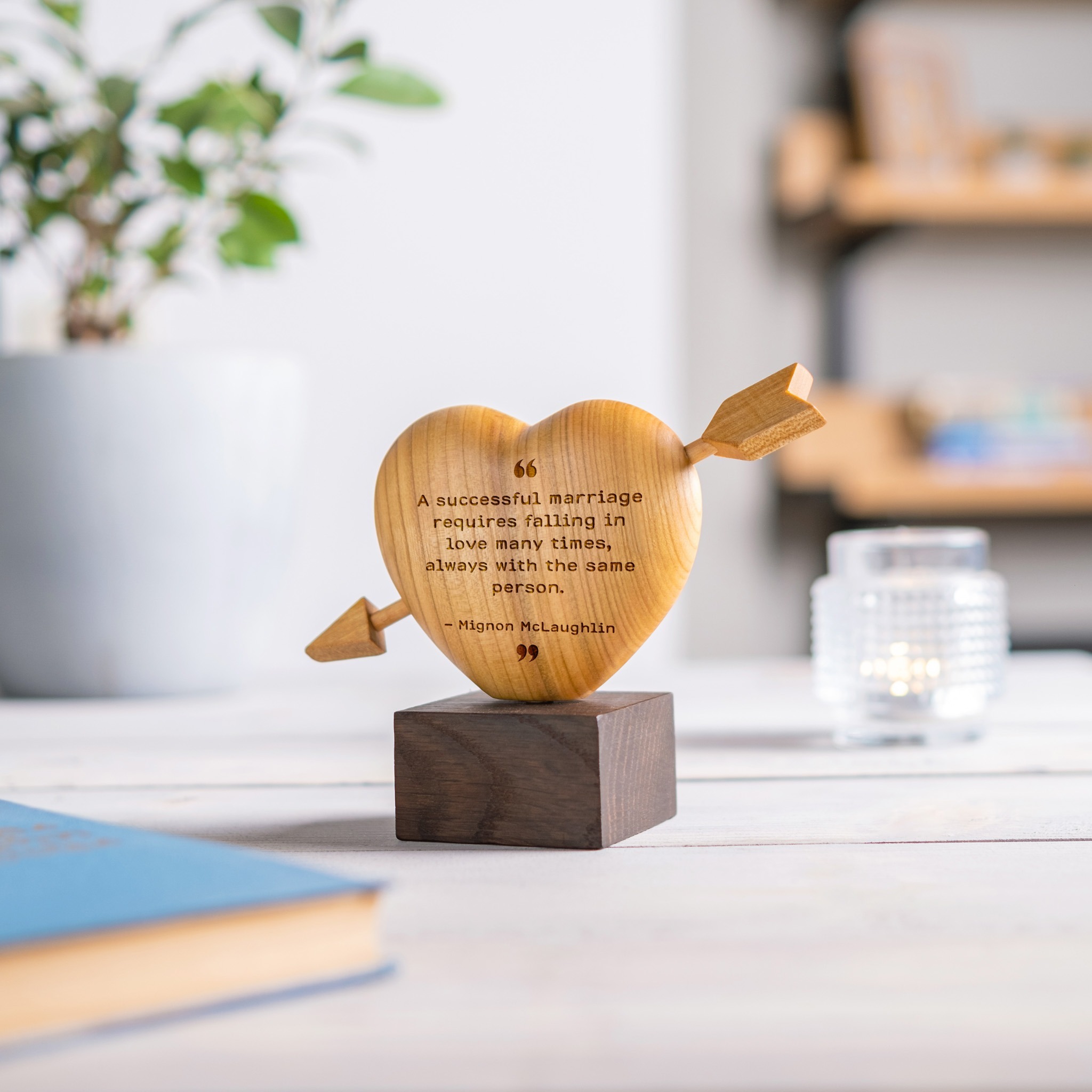 Personalized Wooden Heart with Inspirational Quote