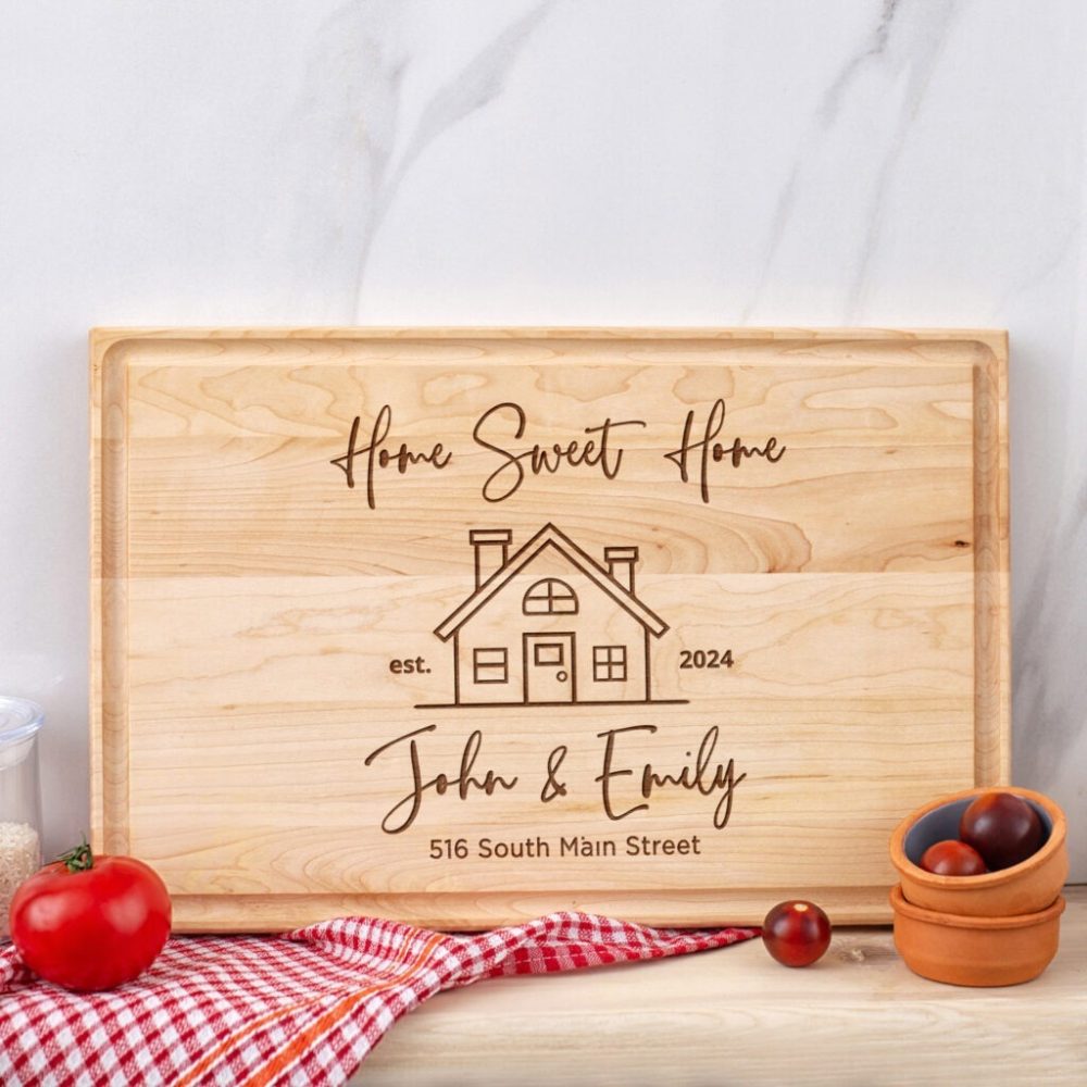 Cherry cutting board with logo for realtors