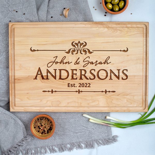 Personalized wooden cutting board.