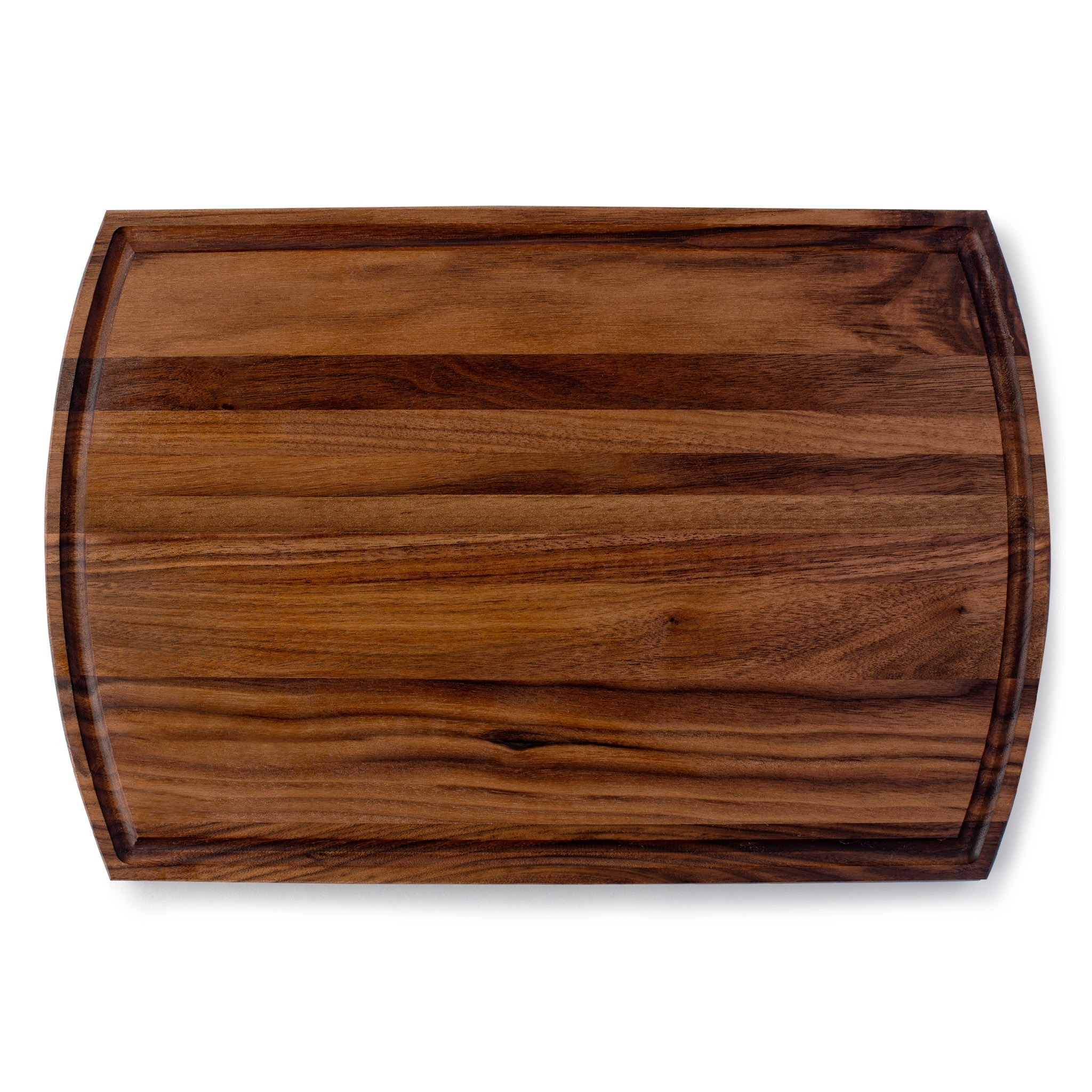 A Cutting Board with Juice Groove & Arched (Walnut - 16x10) on a white background.