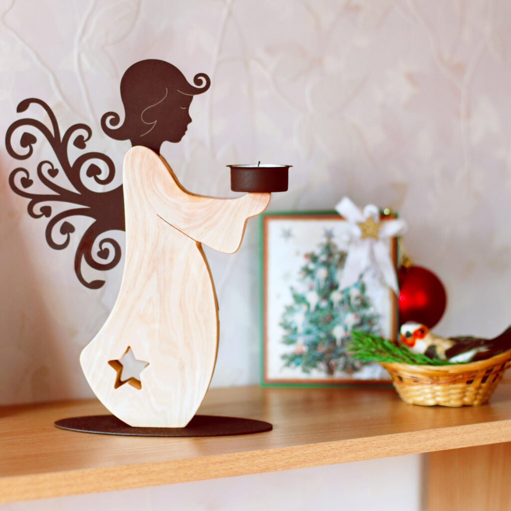 Wooden Angel Candle Holder