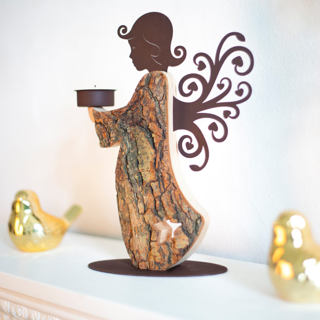 Wood Angel Candle Holder