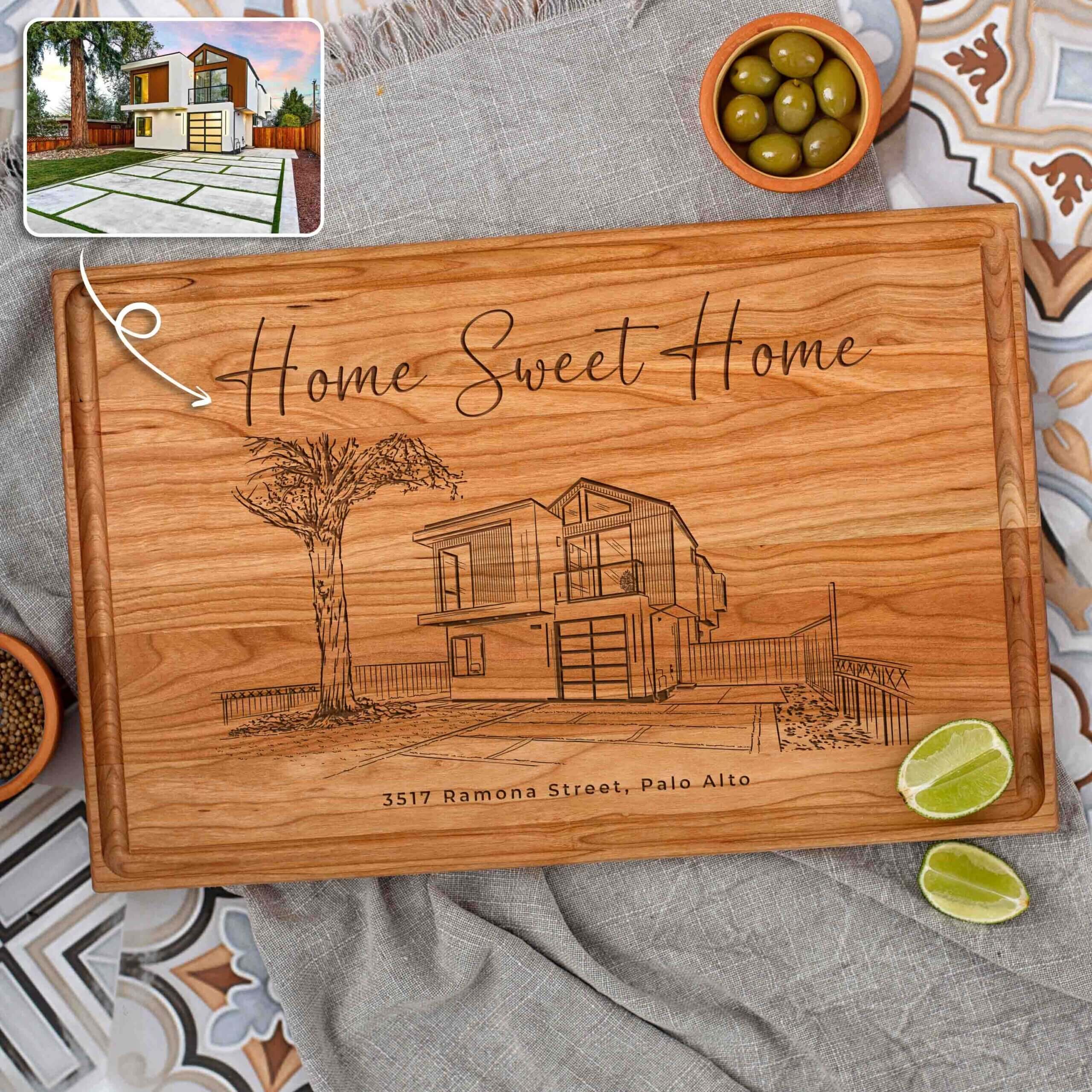Personalized Home Sweet Home Engraved Cutting Board