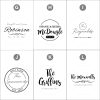 A set of logos in black and white.
