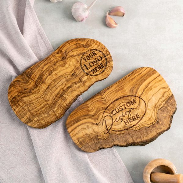 Olive Wood Charcuterie Board with Logo Oval – Client & Employee Gifts