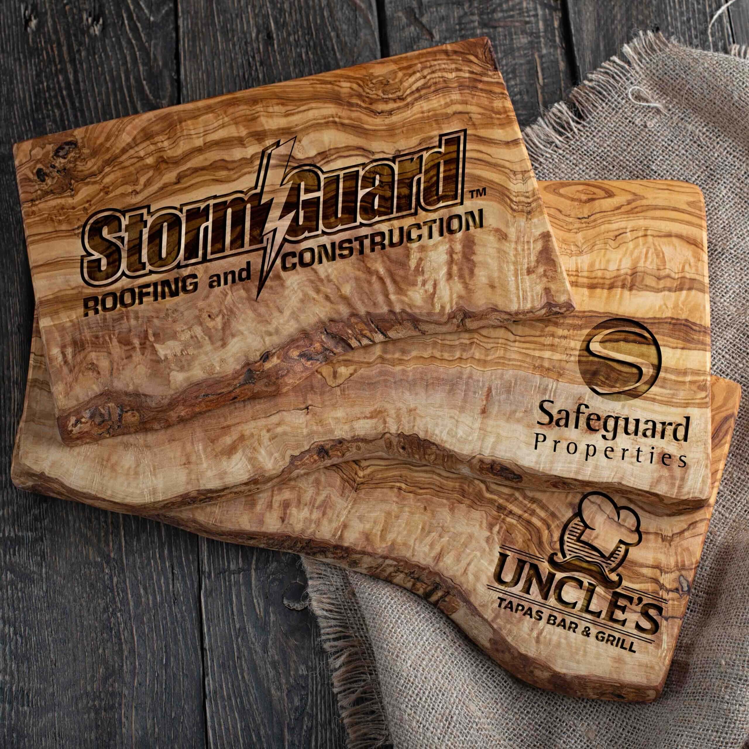 Custom Logo on Olive Wood Charcuterie Board